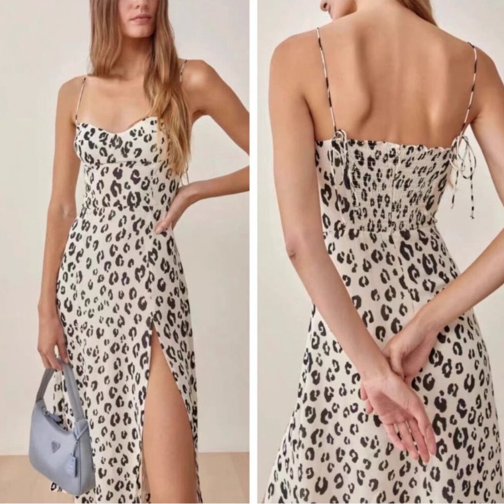 NWT Reformation Juliette midi dress size 6 Leopard Print